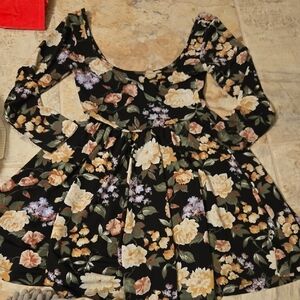 Topshop Low Cut Slinky Peplum Tunic S